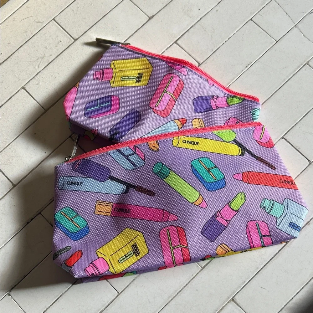 Clinique Purple Pink Makeup Bag Set